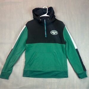 NFL Team Apparel NY Jets 1/4 Zip Pullover Hoodie Sweater Men's Size M